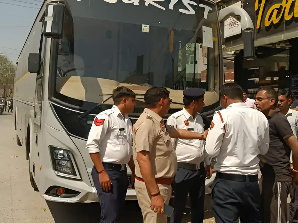 Drunk driver caught driving bus, police issued challan