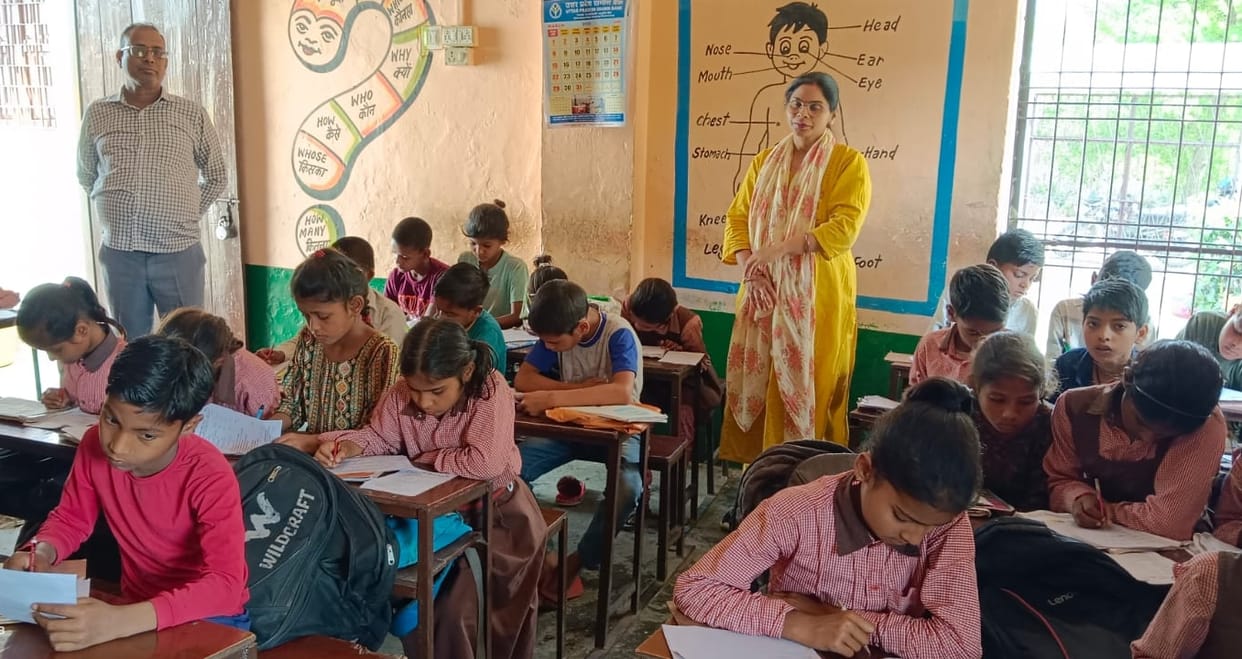 Children from council schools took math and Sanskrit exams