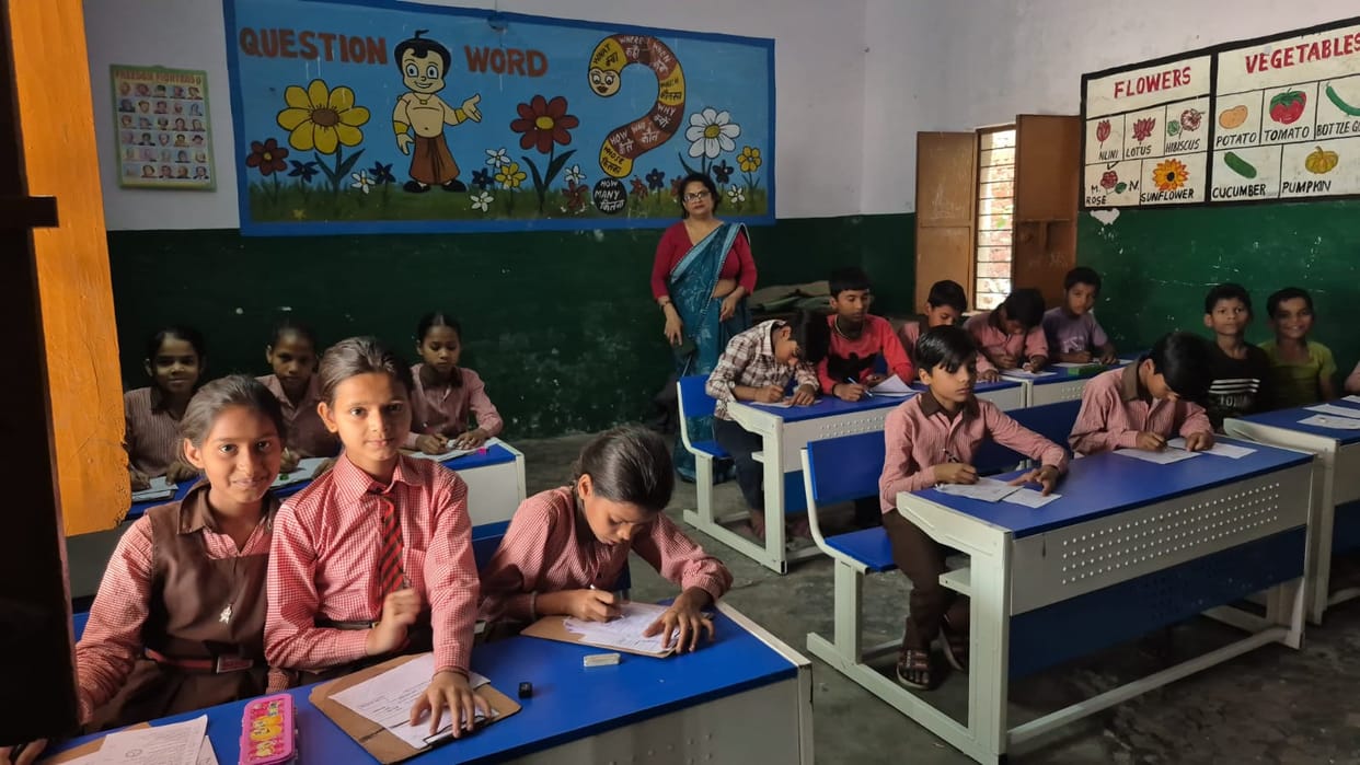 Annual exams for classes 6 to 8 were held with incomplete question papers.