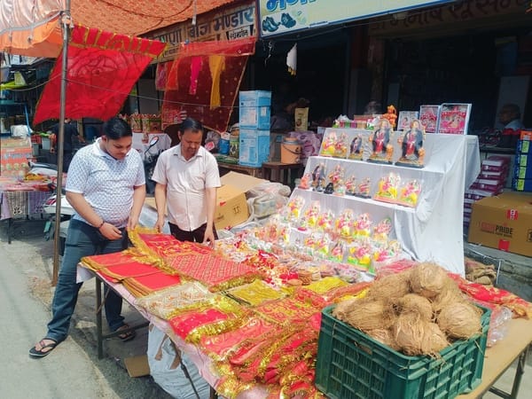 The market is abuzz with preparations for Navratri.