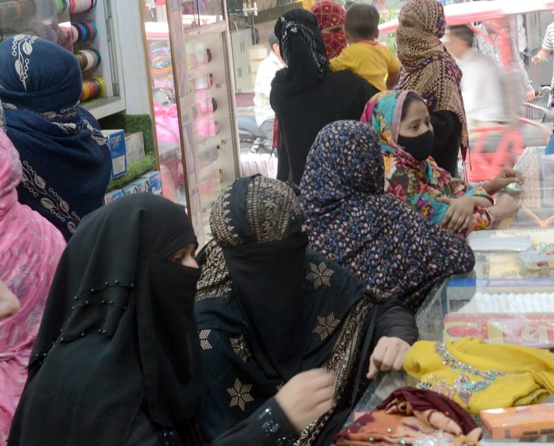 People are busy shopping for Eid, with crowds gathering in the markets after Iftar.