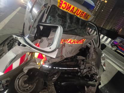Ambulance collides with truck parked on DME, driver dies