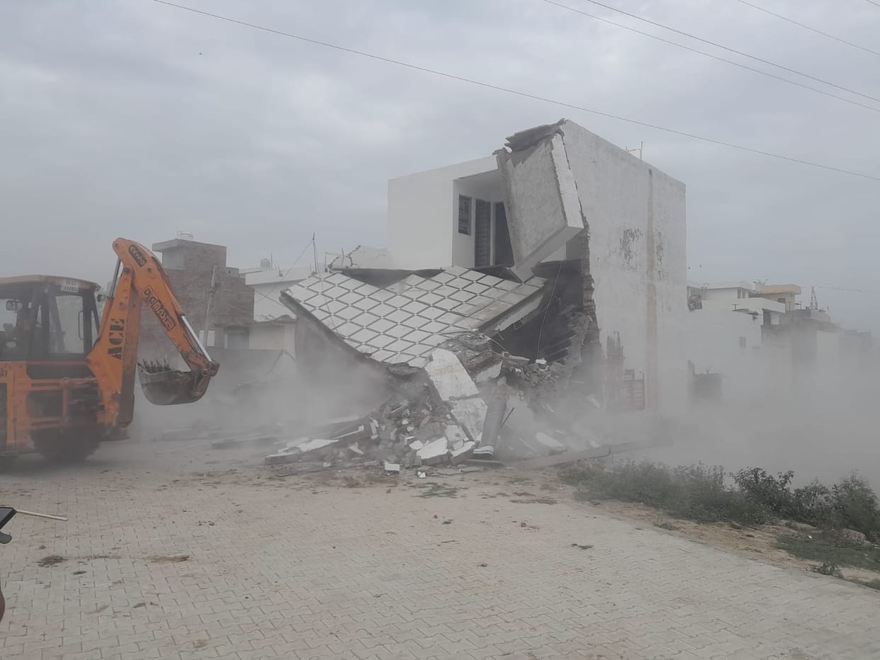 Construction demolished in two illegal colonies