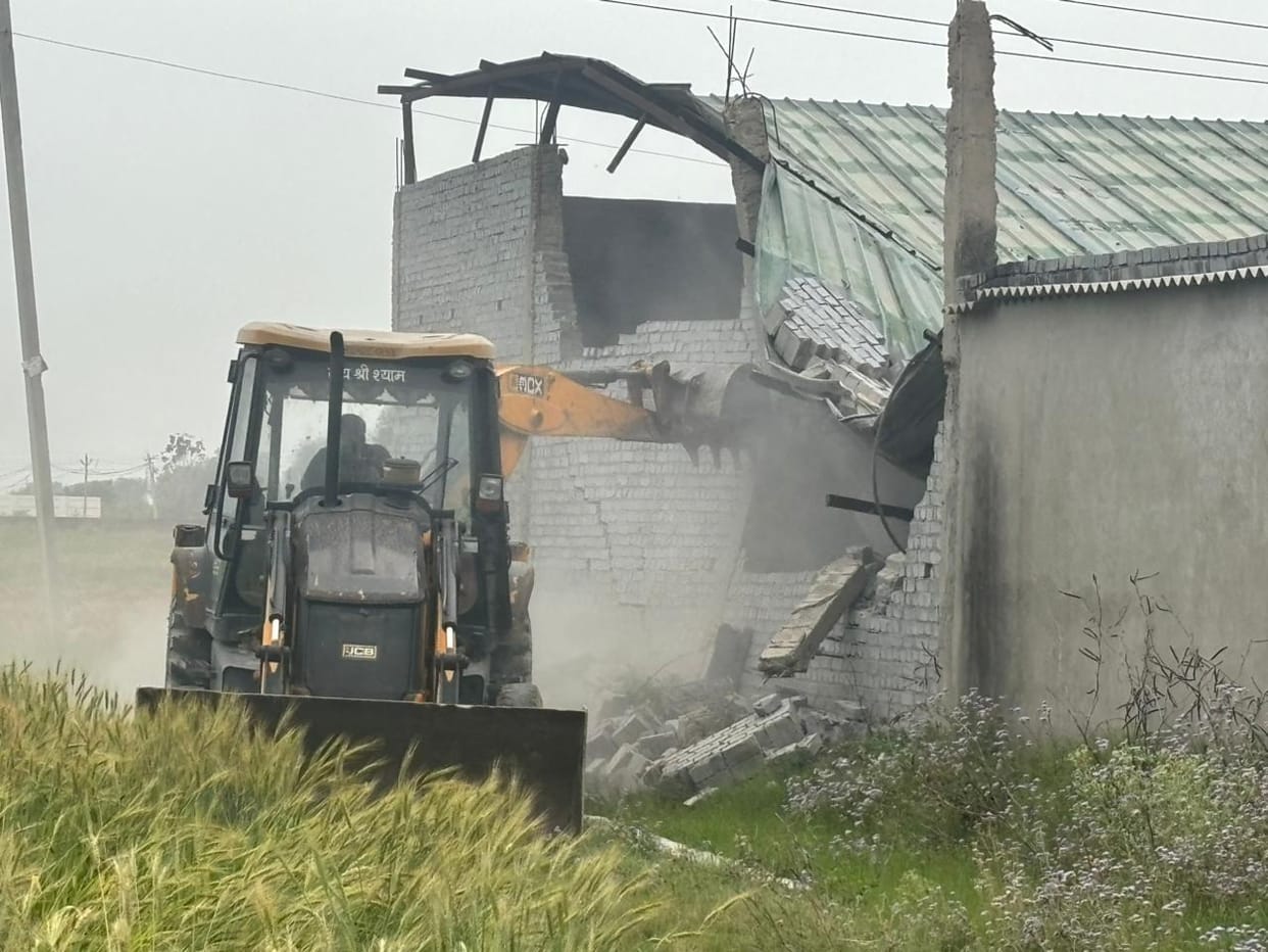 Illegal construction demolished near Bhigan