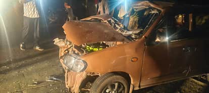 Horrific road accident on National Highway, 2 killed, 2 seriously injured in car-tractor collision