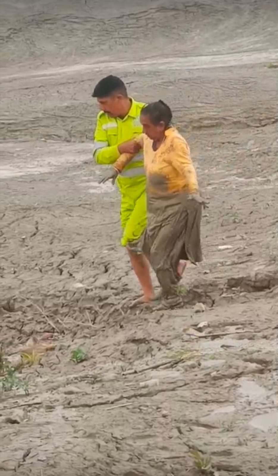 Boatmen and Home Guards rescued a woman trapped in a swamp near Luhanu Ghat.