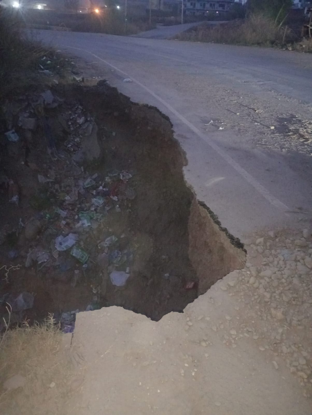 The road leading to Himuda Colony has not been repaired even after a year.