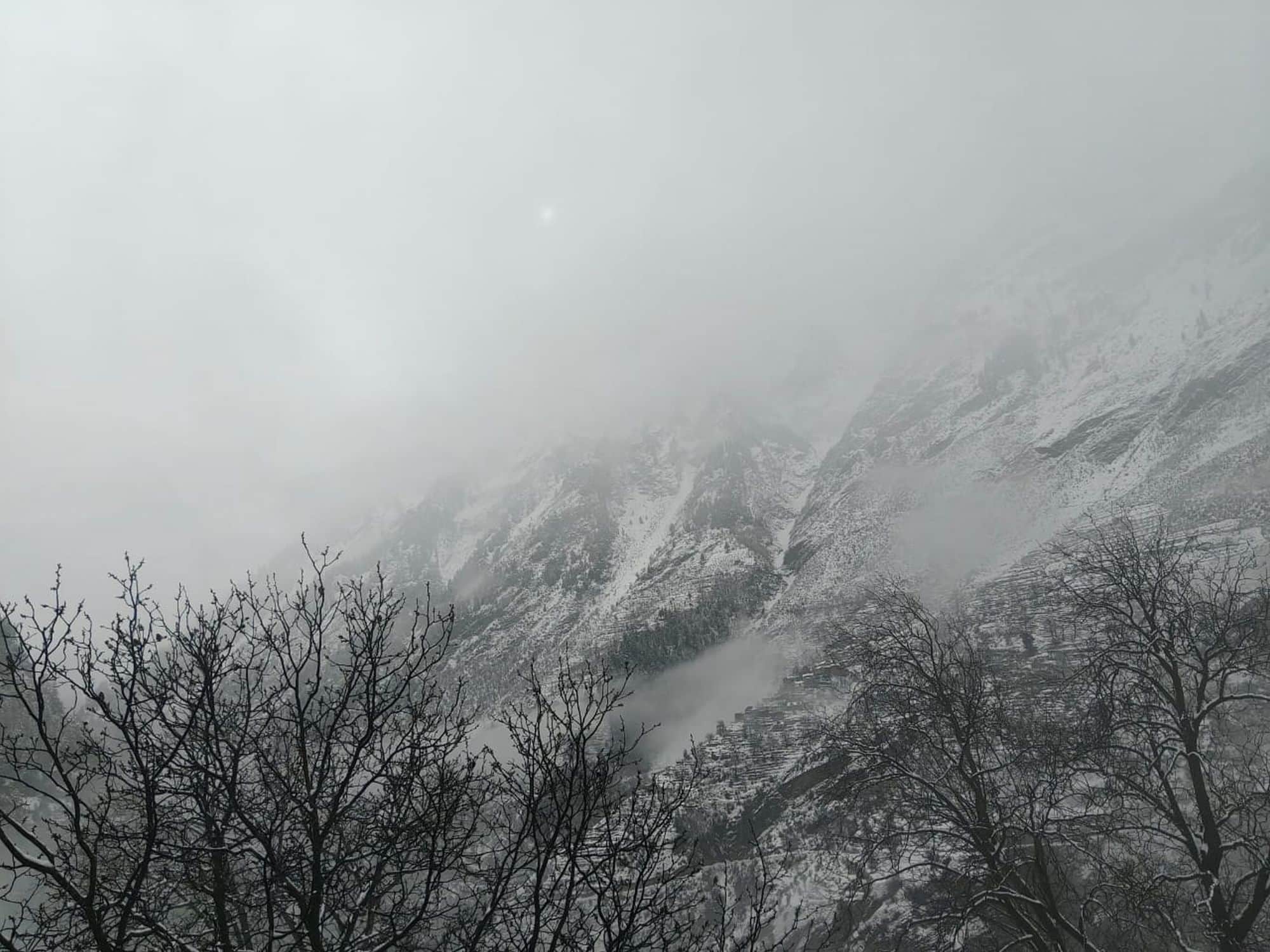 चंबाकके पागी में बर्फबारी के बाद का नजारा।स्रोत जागरूक पाठक