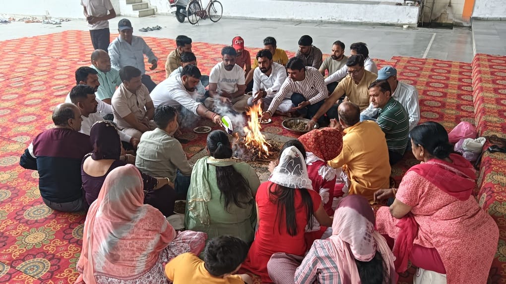 Offerings were made into the sacred fire during the Havan on the occasion of the New Year