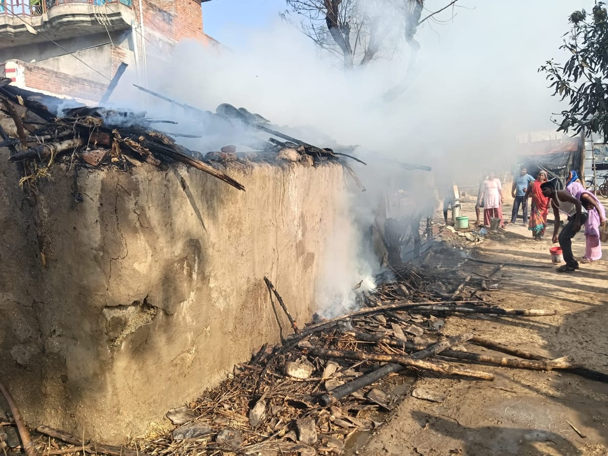 A poor man's home was reduced to ashes after a fire broke out in his house