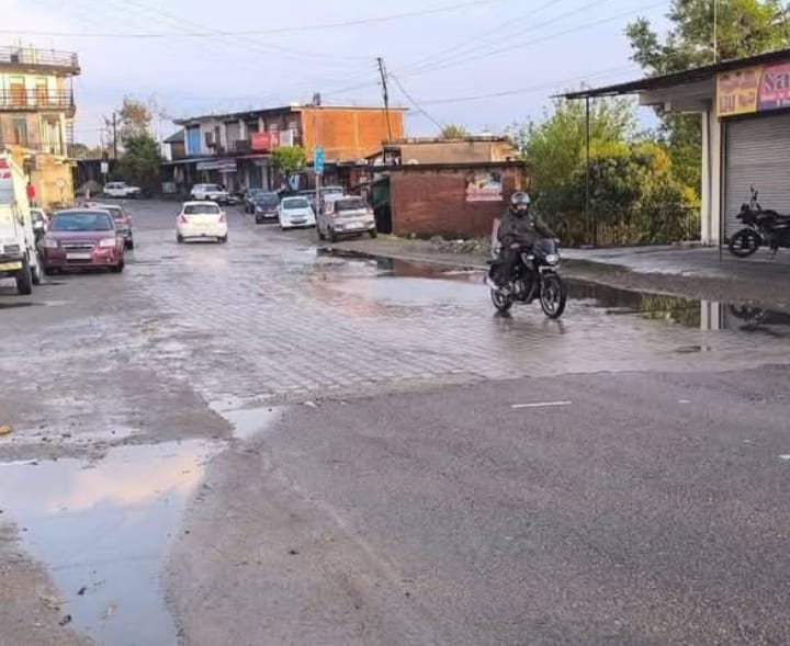 Paver blocks were installed after spending eight lakh rupees, yet water is accumulating on the road.