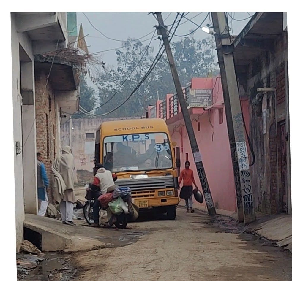 The roadside electric pole tilted, increasing the risk of accidents
