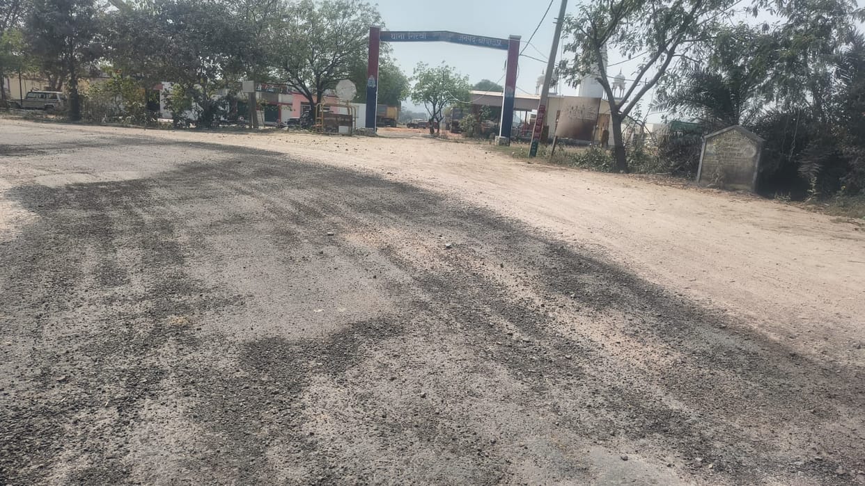 Devotees are reaching the temple to have darshan of the Goddess through a dilapidated road.