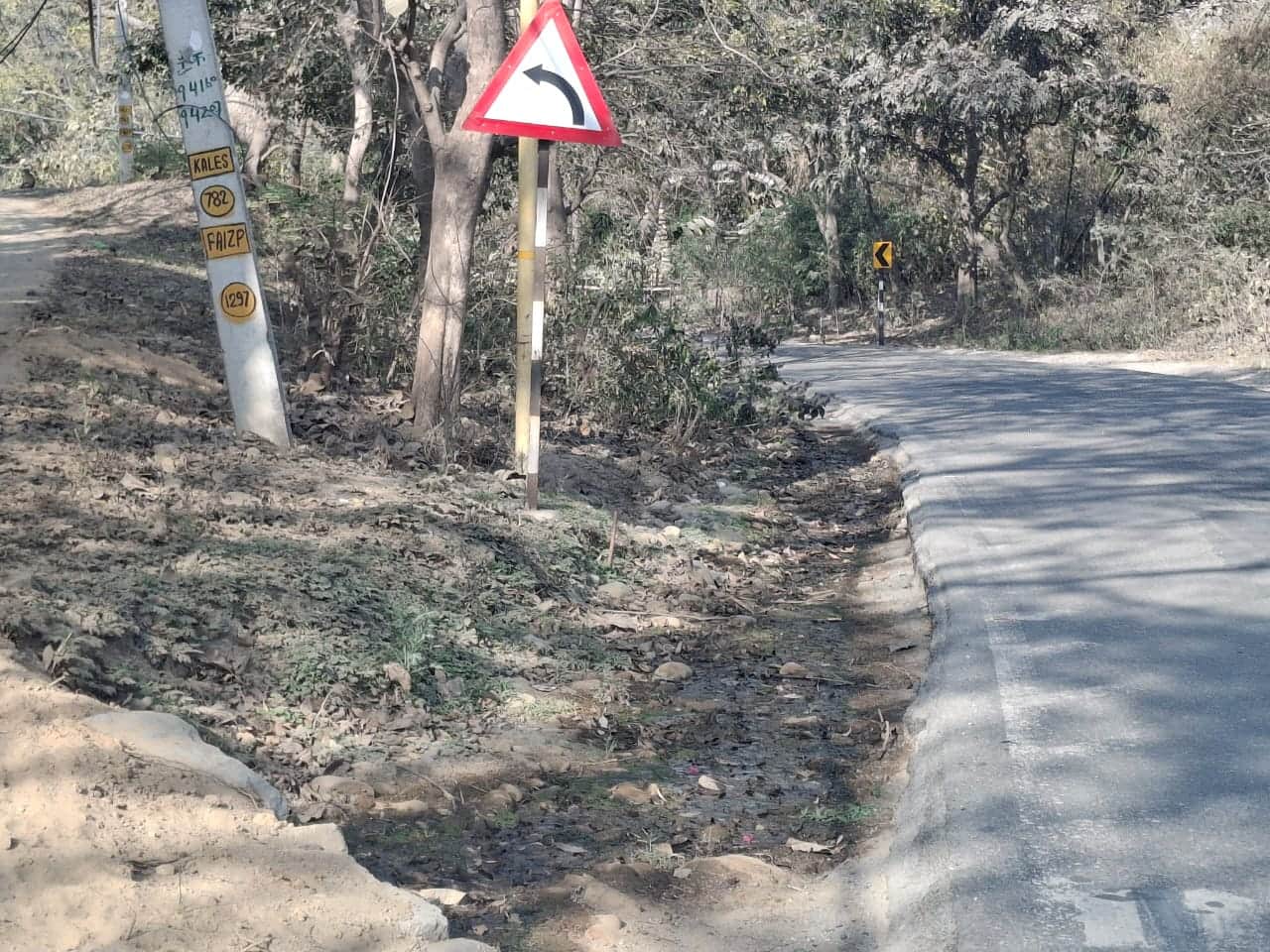 प्रतापनगर से लाल ढांग के बीच टूटे सड़क के बरम। संवाद