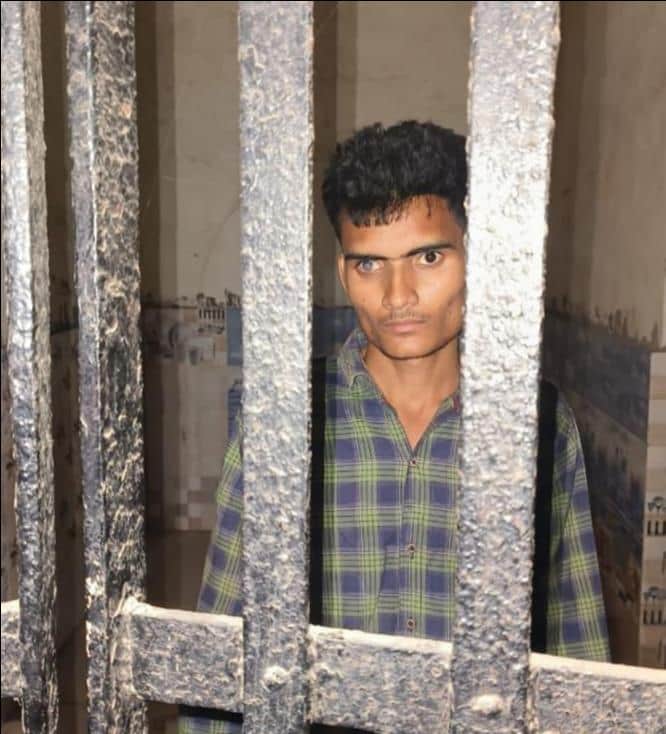 सुजानगंज - आग लगाने वाला गिरफ्तार अभियुक्त अमन सरोज । पुलिस विभाग