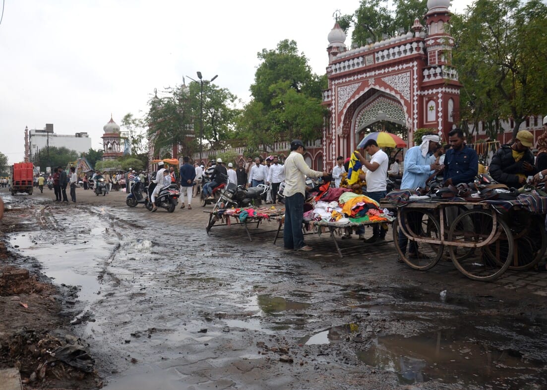 Mud outside the Idgah, waterlogging in the city