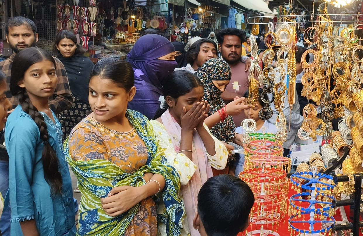 Crowds thronged the market for Eid shopping