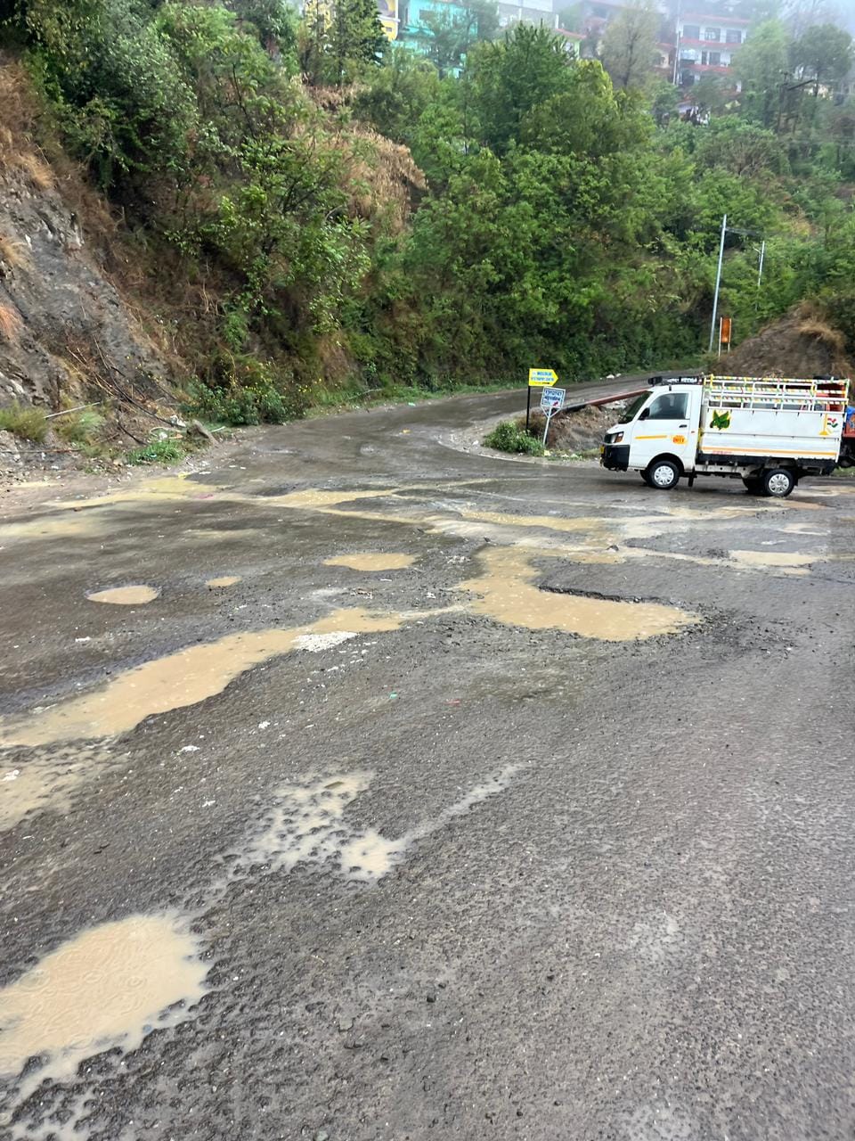 The road of Shamati bypass is in bad condition, potholes increase the risk of accidents.