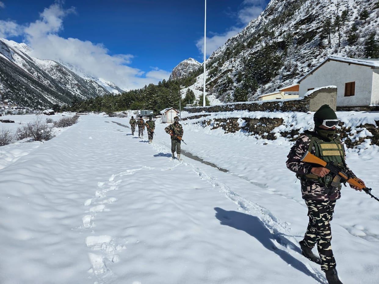 Security agencies patrolled in minus 28 degree temperature.