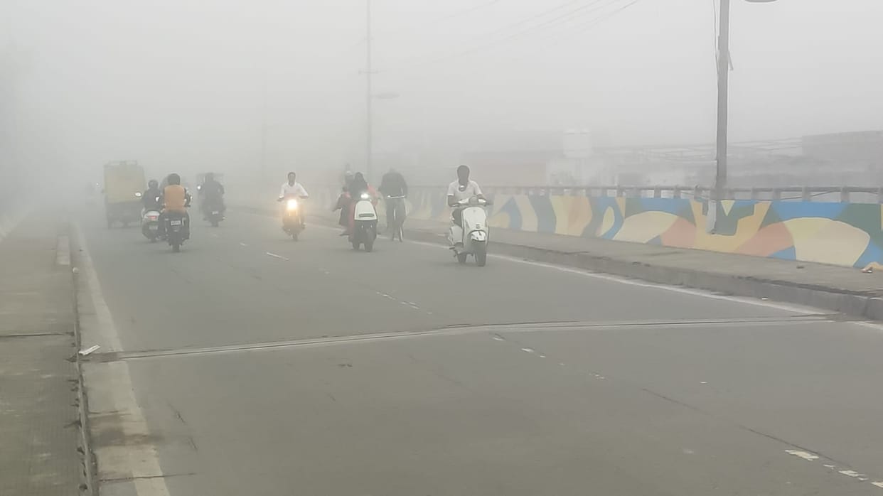 Morning fog brought a feeling of December cold in March.