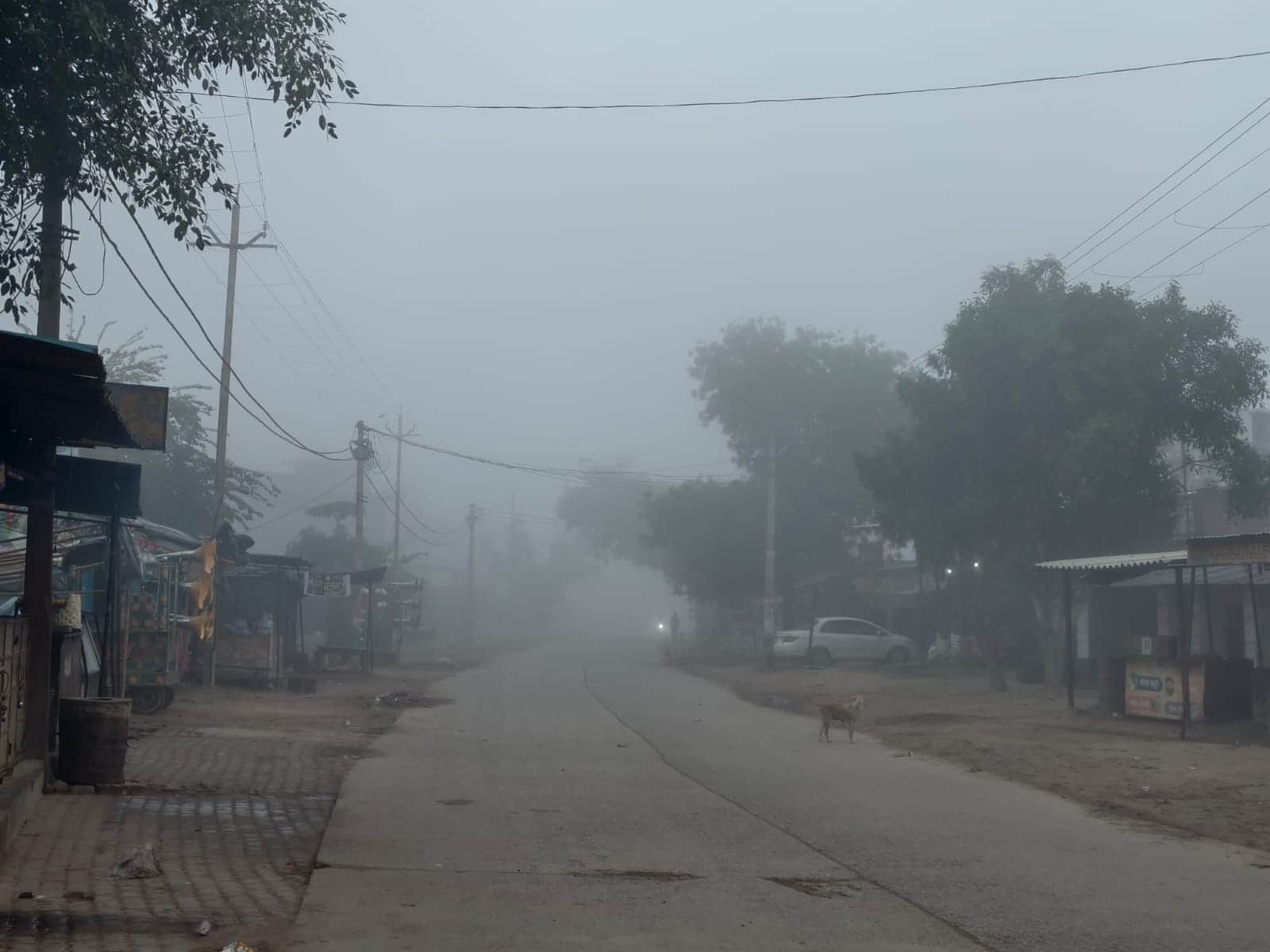 फोटो 25 मैनपुरी-औंछा मार्ग पर कोहरे के चलते लाइट जलाकर चलते वाहन। संवाद