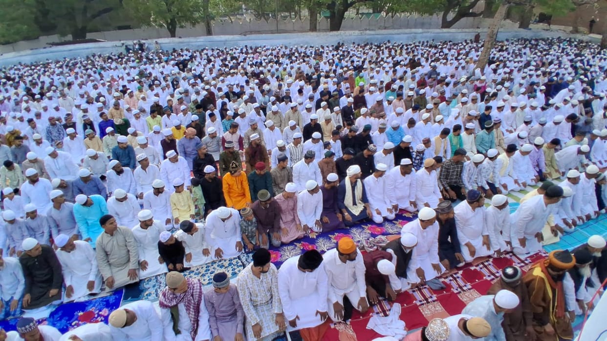 Eid prayers were offered with devotion and prayers for peace were sought.