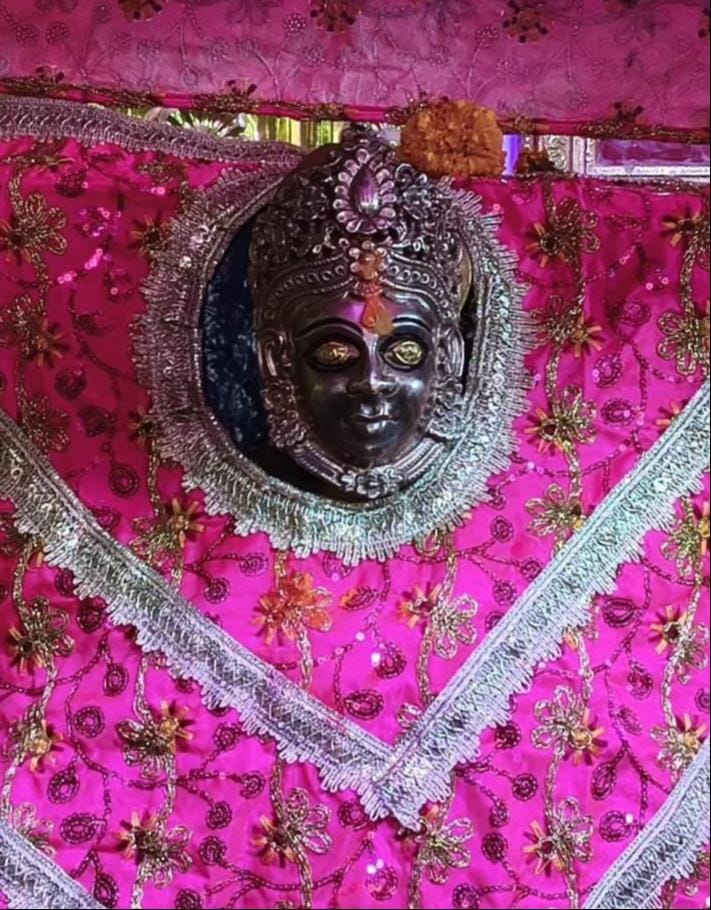 Offerings of Malpua presented to Mother Kushmanda; devotees seek blessings and make vows after having her Darshan.