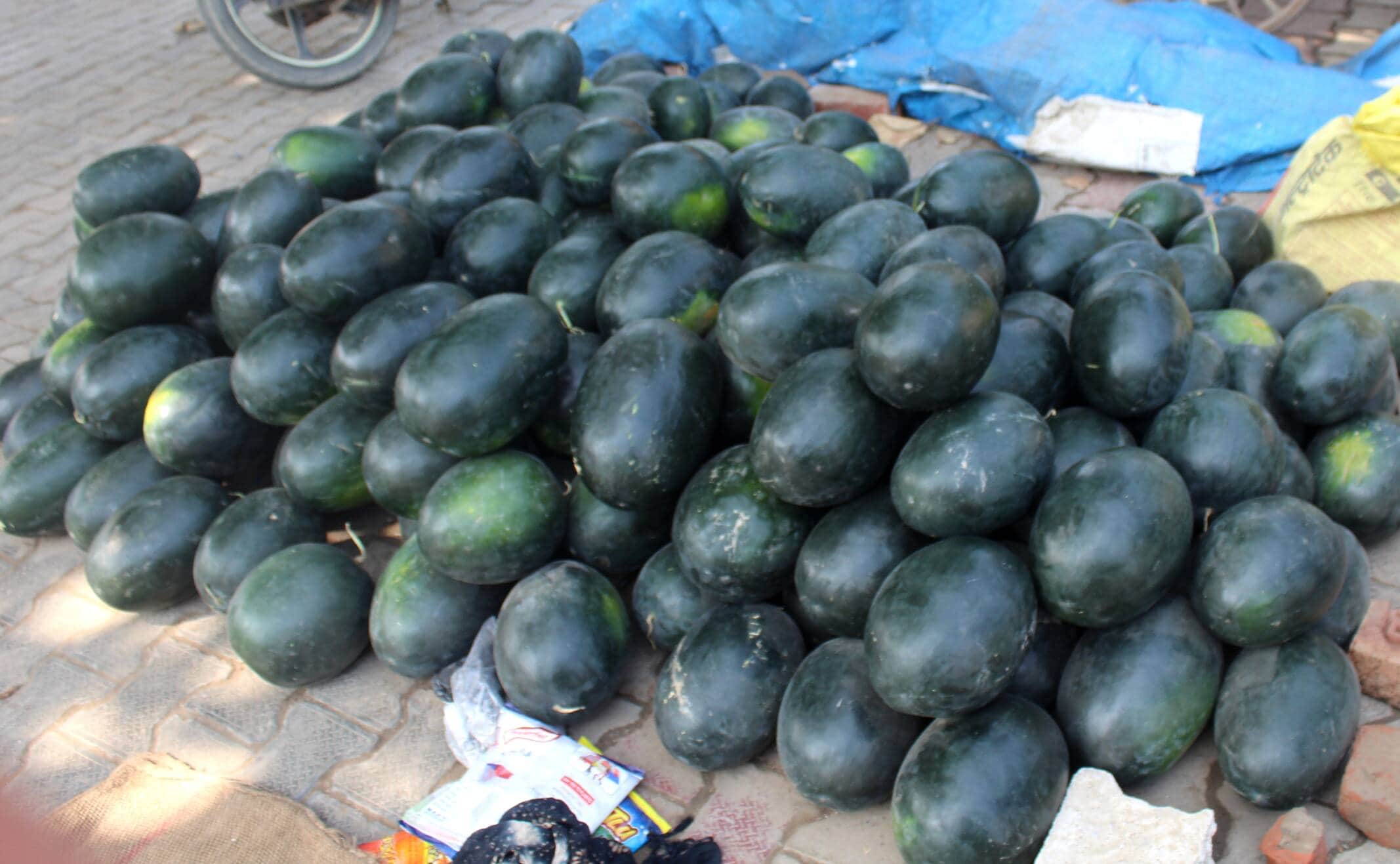 आगरा रोड पर बिकते महाराष्ट्र के तरबूज। संवाद