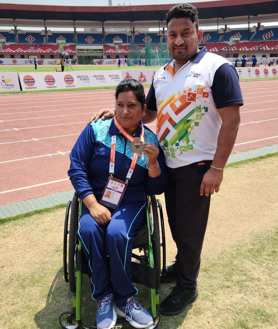 24th National Para Athletics Championship: Para athlete Kusum won a silver medal in discus throw