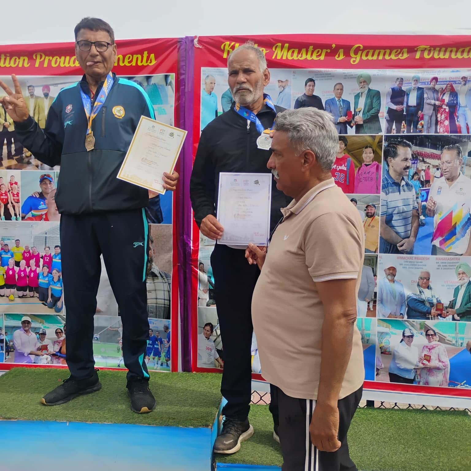 चंडीगढ़ में पुरस्कृत हिसार के मास्टर एथलीट सतबीर पूनिया।