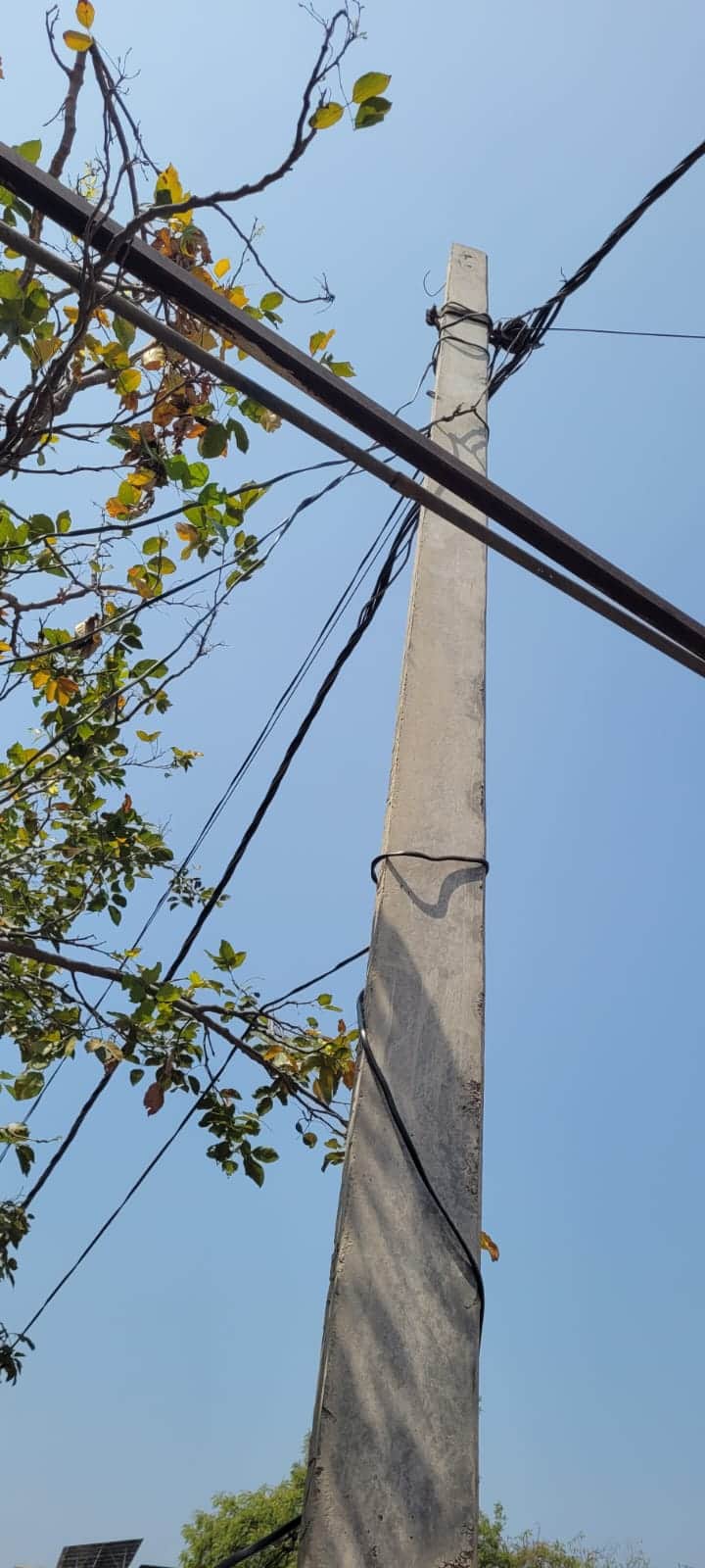 डायलिसिस केंद्र के बाहर बिजली के खंभे पर पड़ी कटिया। संवाद