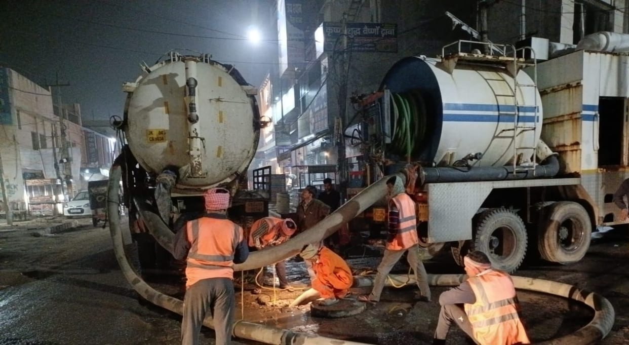 Sewer lines are being cleaned with the Super Sucker machine imported from Delhi.