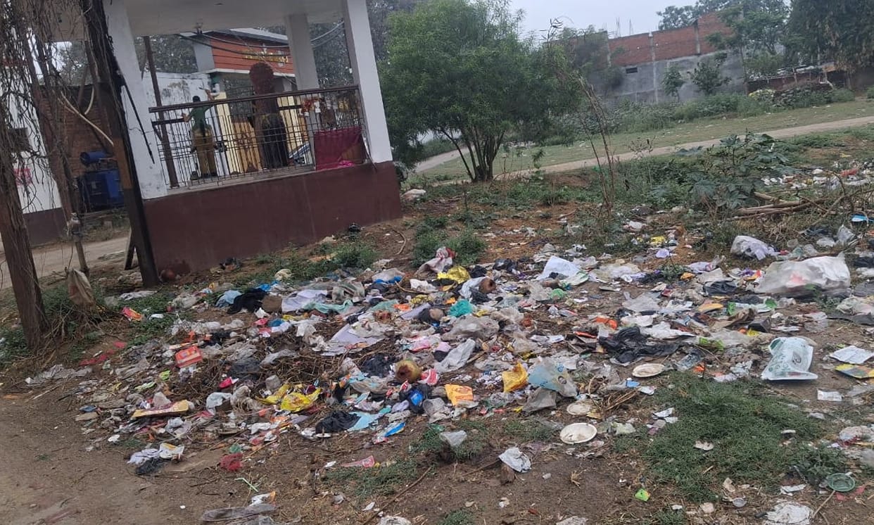 Garbage being dumped in the open in the city's posh colonies
