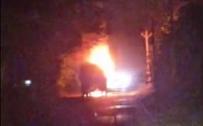 Bike and truck burnt in road accident in Patna's Bihta driver absconds