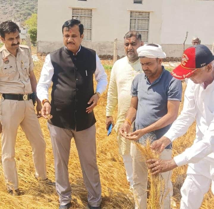 फसलों को हुए नुकसान का जायजा लेते विधायक डॉ. कृष्ण कुमार। स्रोत : ग्रामीण