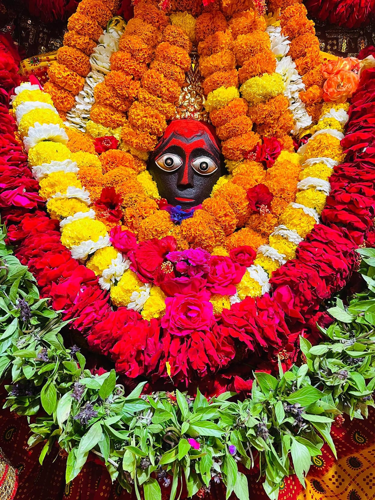 Chaukiya Dham is adorned with marigold flowers