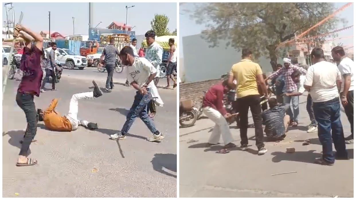 2 Factions Clash with Sticks-Batons on Road in Broad Daylight in Kota; Several Injured; Video Surfaces