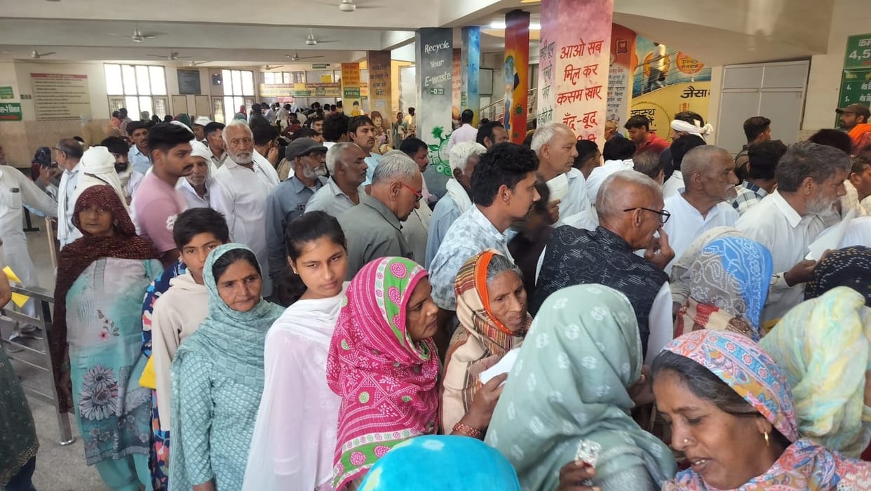 Crowd gathered at the Civil Hospital which opened after three days