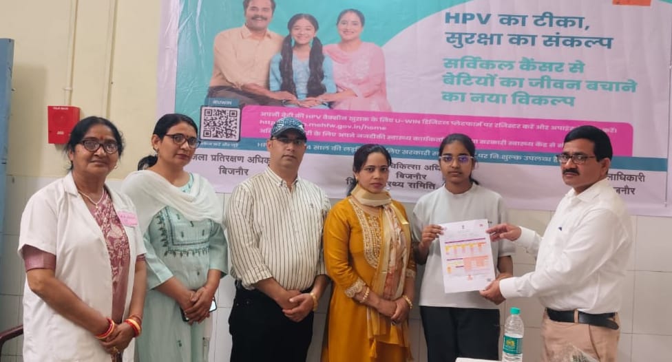 Ishika got the first HPV vaccine in the district.