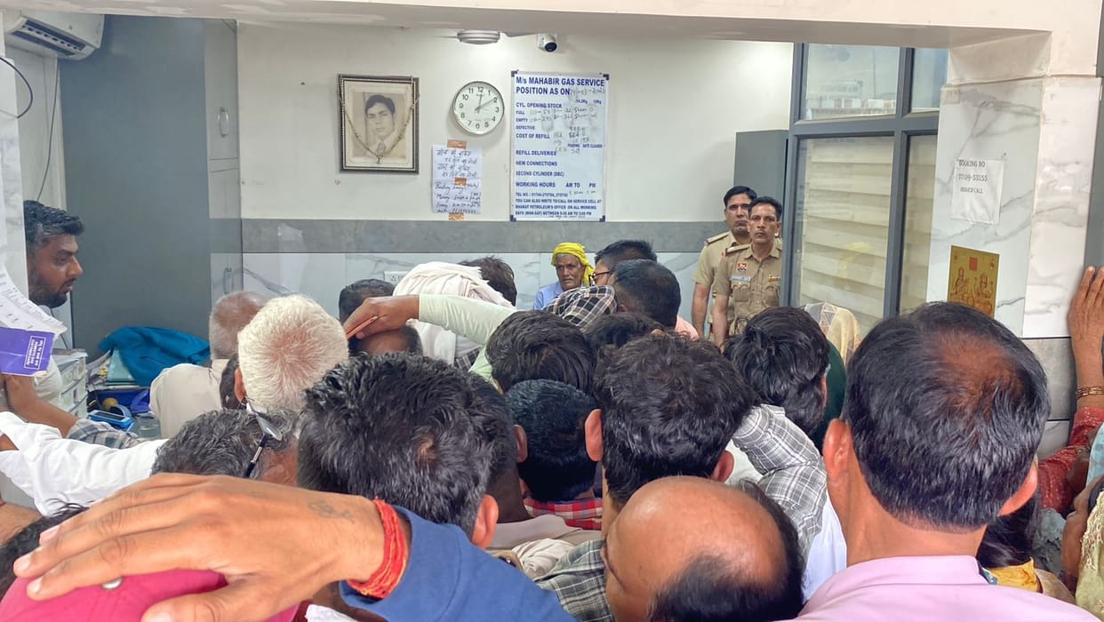 Cylinder booking took place under police surveillance, agency gates were closed.