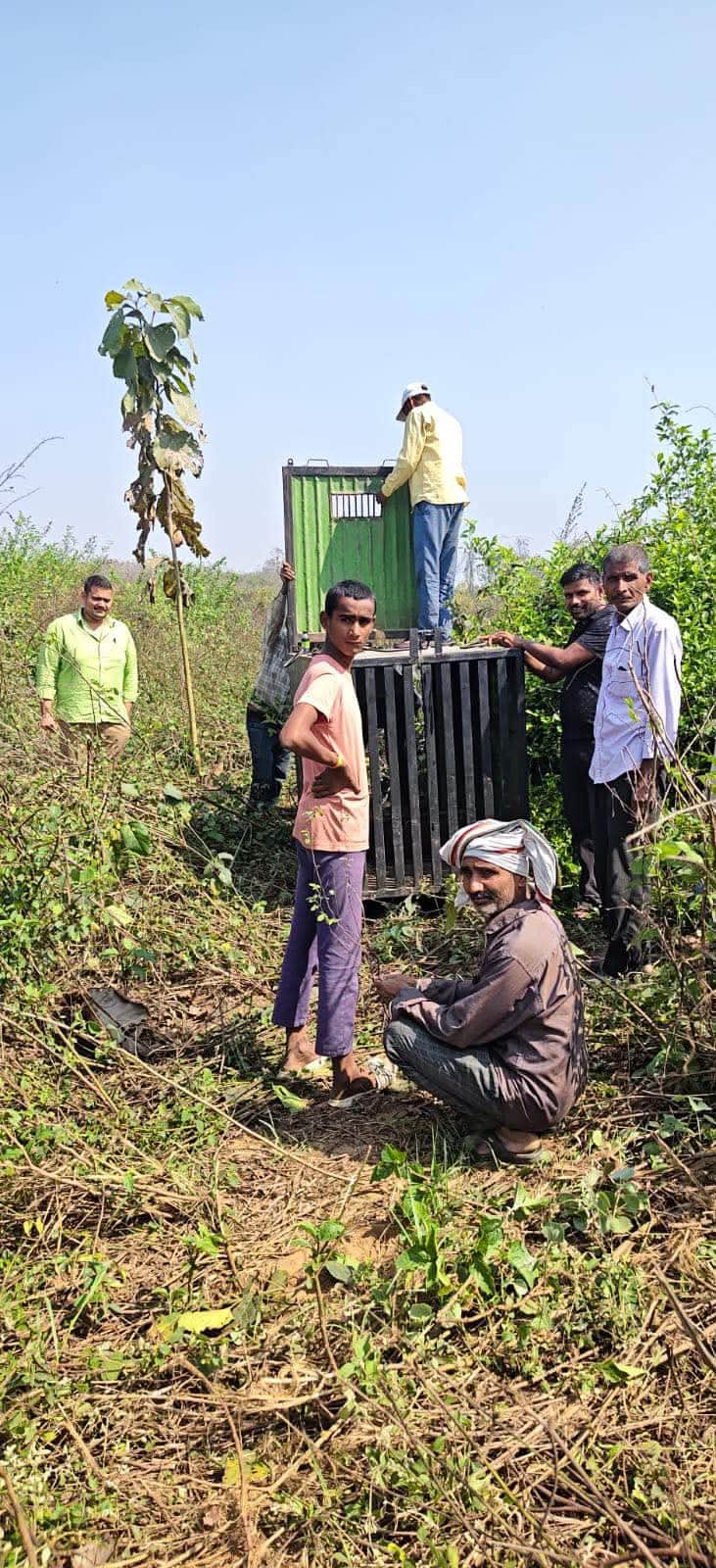 खुशहालनगर में कांबिंग करते वन विभाग के कर्मी। 