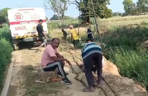 Excavation in search of natural minerals
