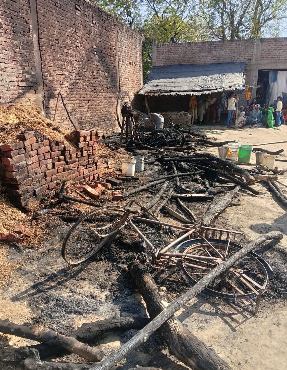 Two houses gutted by fire; eight livestock killed