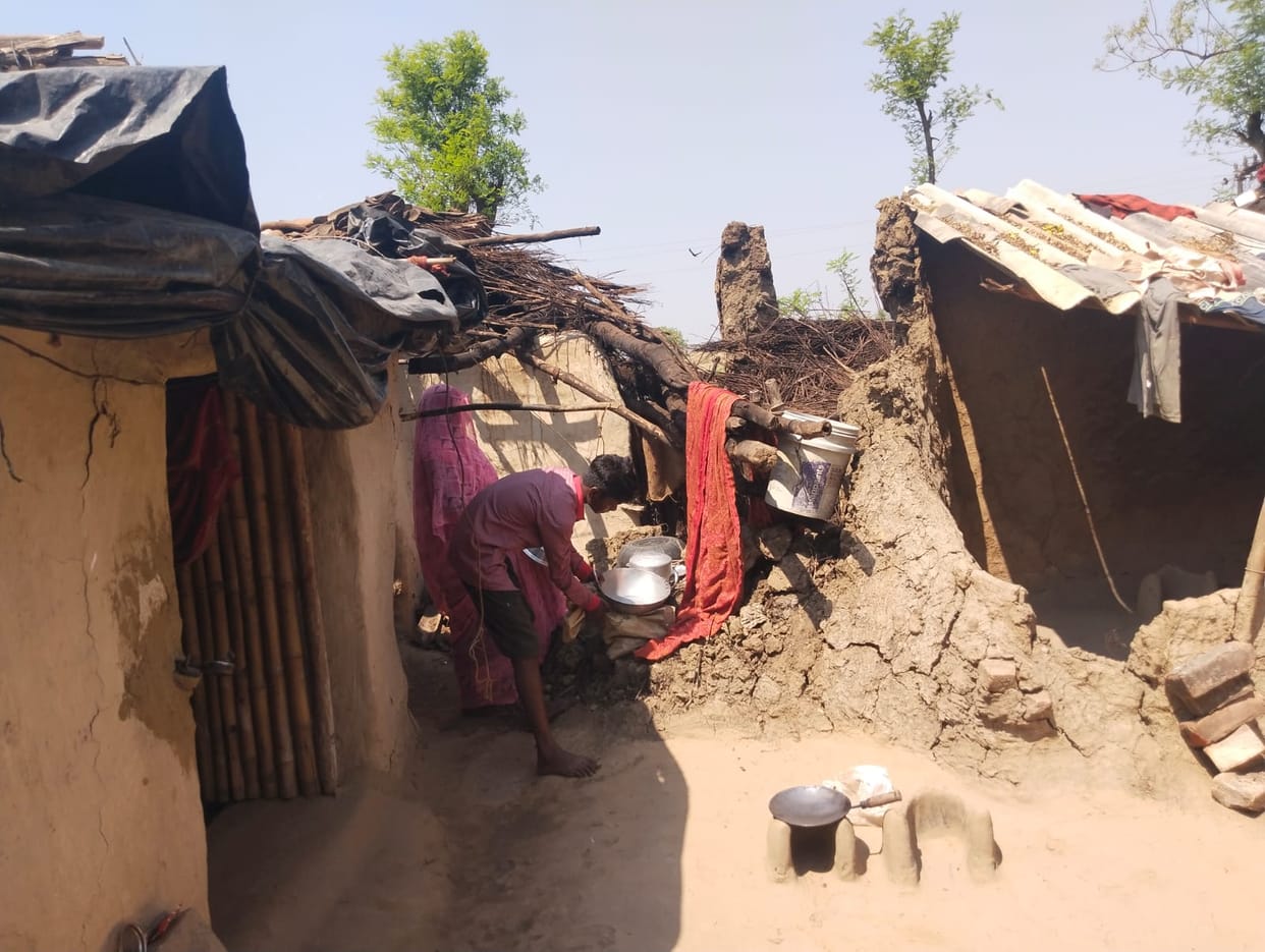 Dilapidated house collapses, family narrowly escapes