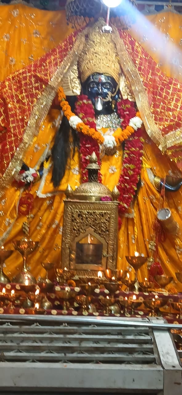 The court of Mata Mahakali was illuminated by the eternal flame.