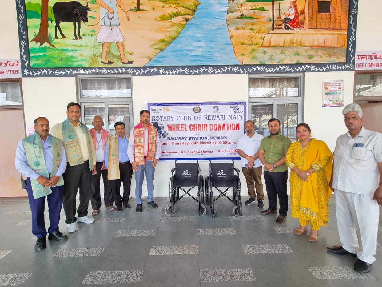 Rotary Club donated wheelchairs at the railway station