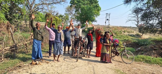 Even after ten years, the road from Tamtha Bandha to the village is in a dilapidated condition, villagers protest.