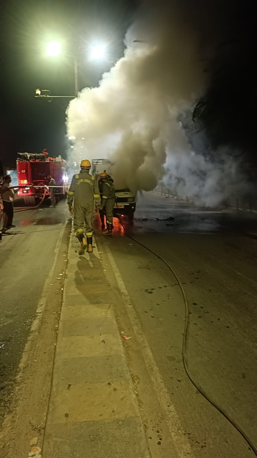 Moving vehicle catches fire, driver survives