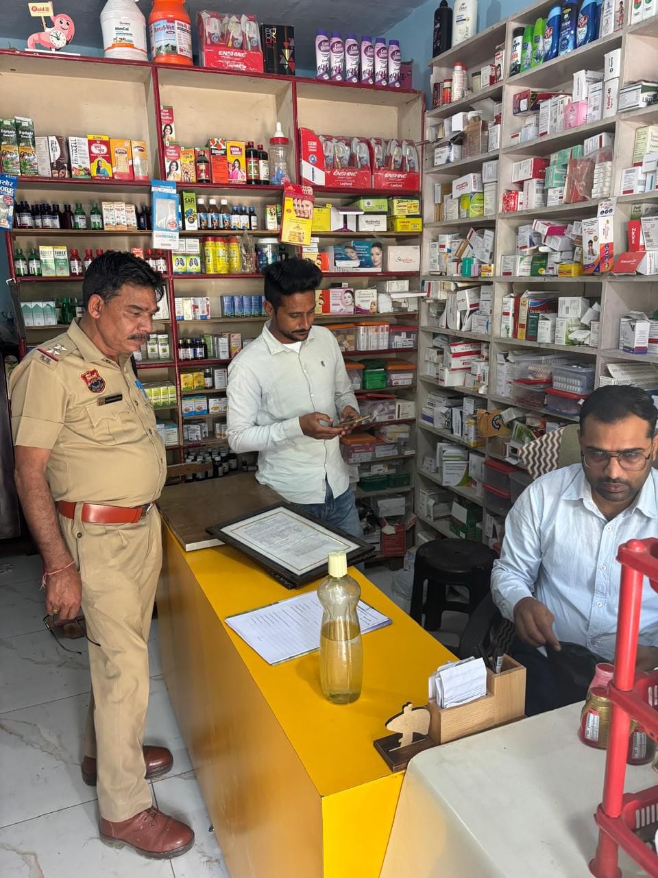 Three officers from two districts raided medical stores