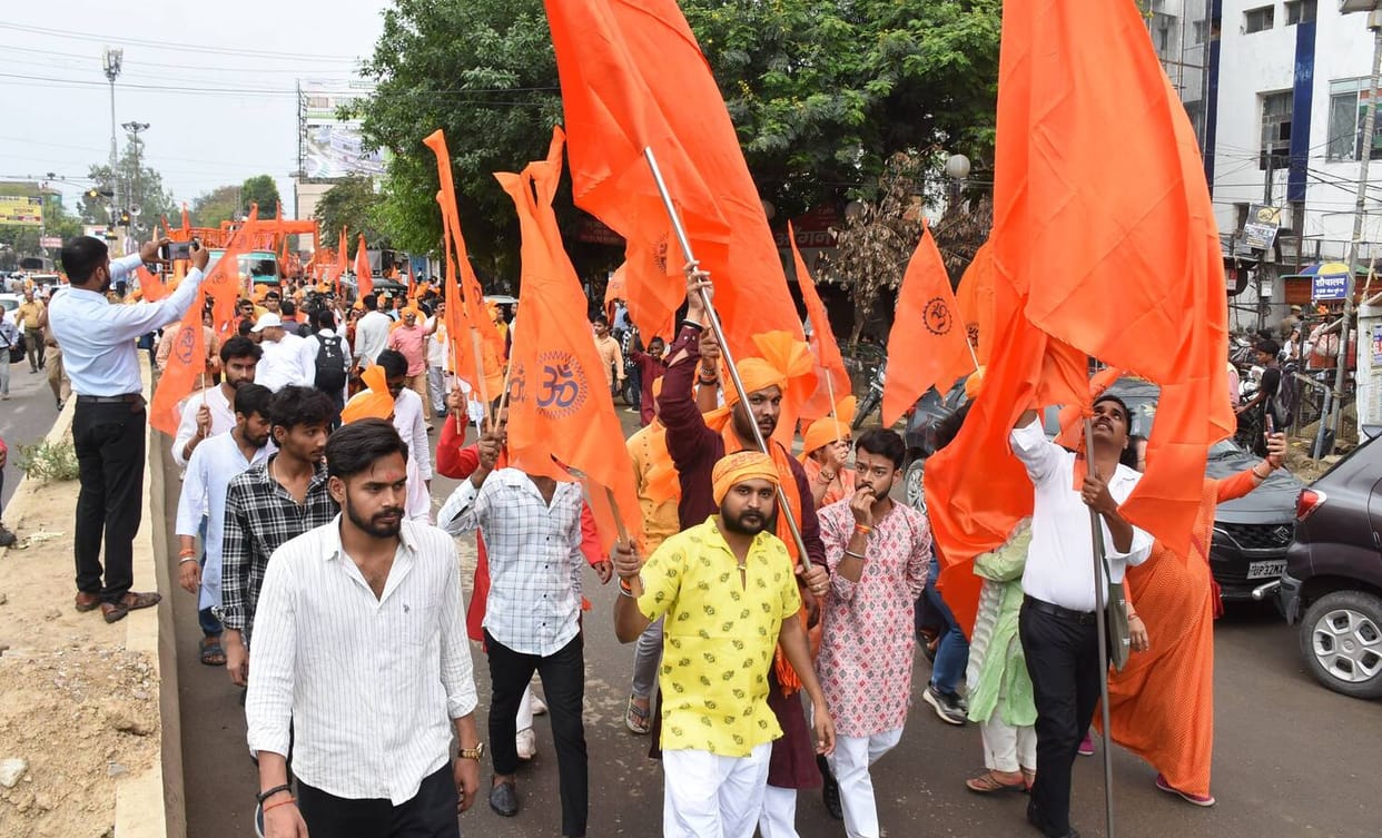 Devotion Surges in the Saffron Procession; Chants of "Jai Shri Ram" Resound.